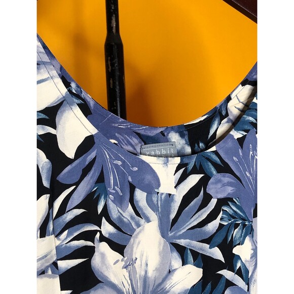 Y2K RABBIT RABBIT RABBIT Floral Lily Print Drop Waist Short Sleeve Dress S-M - Picture 4 of 8